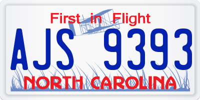 NC license plate AJS9393