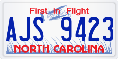 NC license plate AJS9423