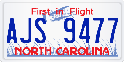 NC license plate AJS9477