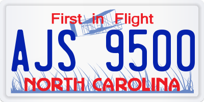 NC license plate AJS9500