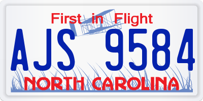 NC license plate AJS9584
