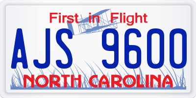 NC license plate AJS9600