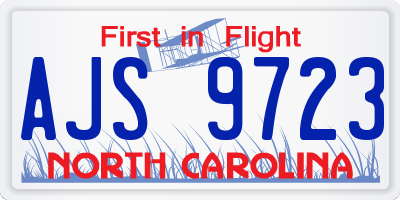 NC license plate AJS9723