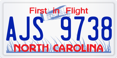 NC license plate AJS9738
