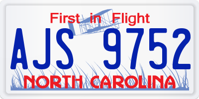 NC license plate AJS9752