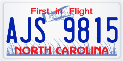 NC license plate AJS9815
