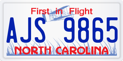 NC license plate AJS9865