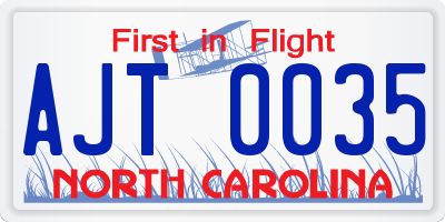 NC license plate AJT0035