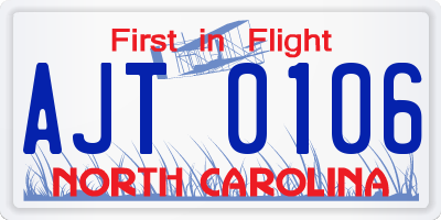 NC license plate AJT0106