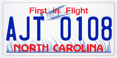 NC license plate AJT0108