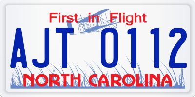 NC license plate AJT0112