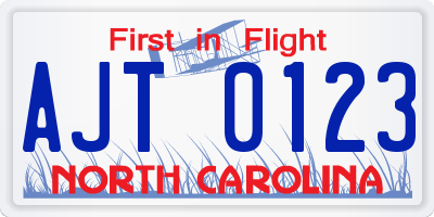 NC license plate AJT0123