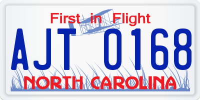 NC license plate AJT0168
