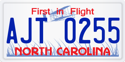 NC license plate AJT0255