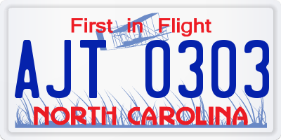NC license plate AJT0303