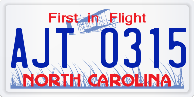 NC license plate AJT0315