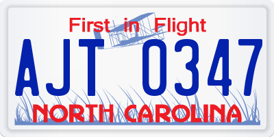 NC license plate AJT0347