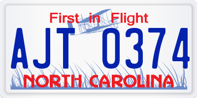 NC license plate AJT0374