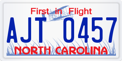 NC license plate AJT0457