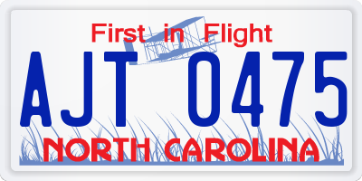 NC license plate AJT0475