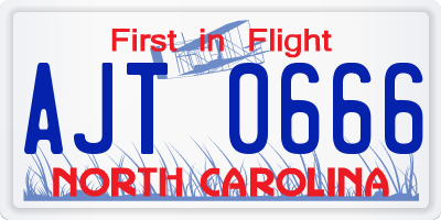 NC license plate AJT0666