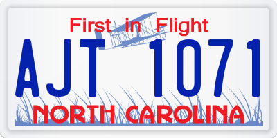 NC license plate AJT1071