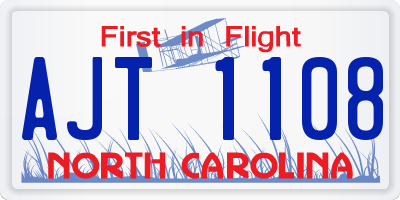 NC license plate AJT1108
