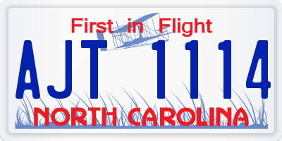 NC license plate AJT1114