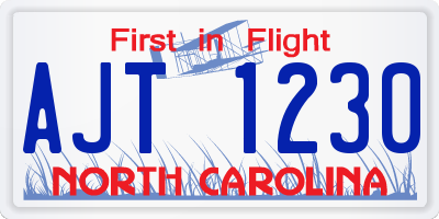 NC license plate AJT1230