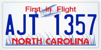 NC license plate AJT1357