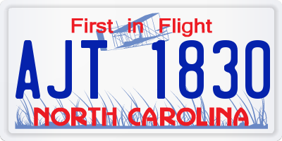 NC license plate AJT1830