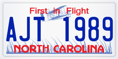 NC license plate AJT1989