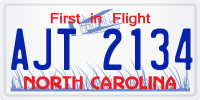 NC license plate AJT2134