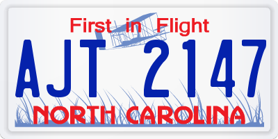 NC license plate AJT2147