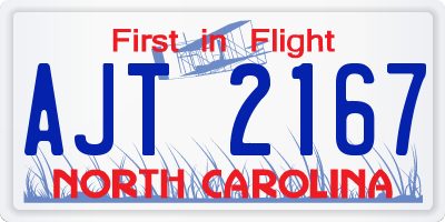 NC license plate AJT2167
