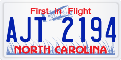 NC license plate AJT2194