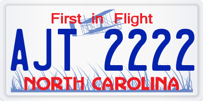 NC license plate AJT2222