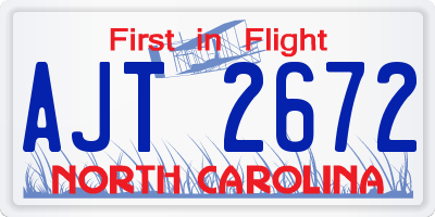 NC license plate AJT2672