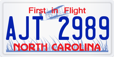 NC license plate AJT2989