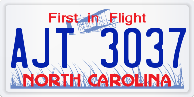 NC license plate AJT3037