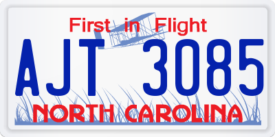 NC license plate AJT3085