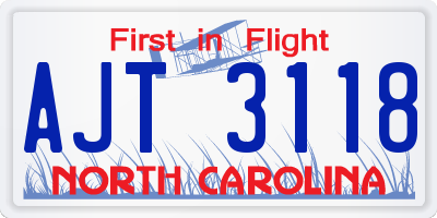 NC license plate AJT3118