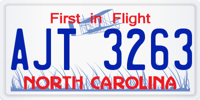 NC license plate AJT3263