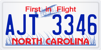 NC license plate AJT3346