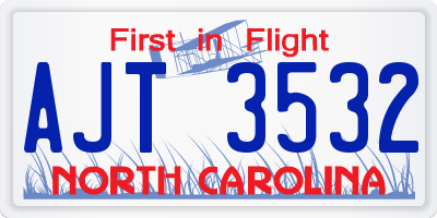 NC license plate AJT3532