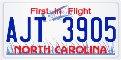 NC license plate AJT3905