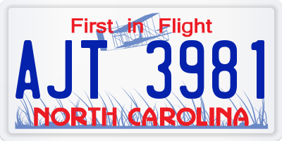 NC license plate AJT3981