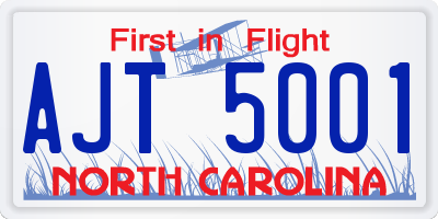 NC license plate AJT5001