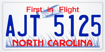 NC license plate AJT5125