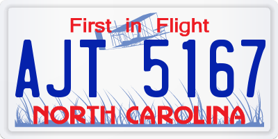 NC license plate AJT5167